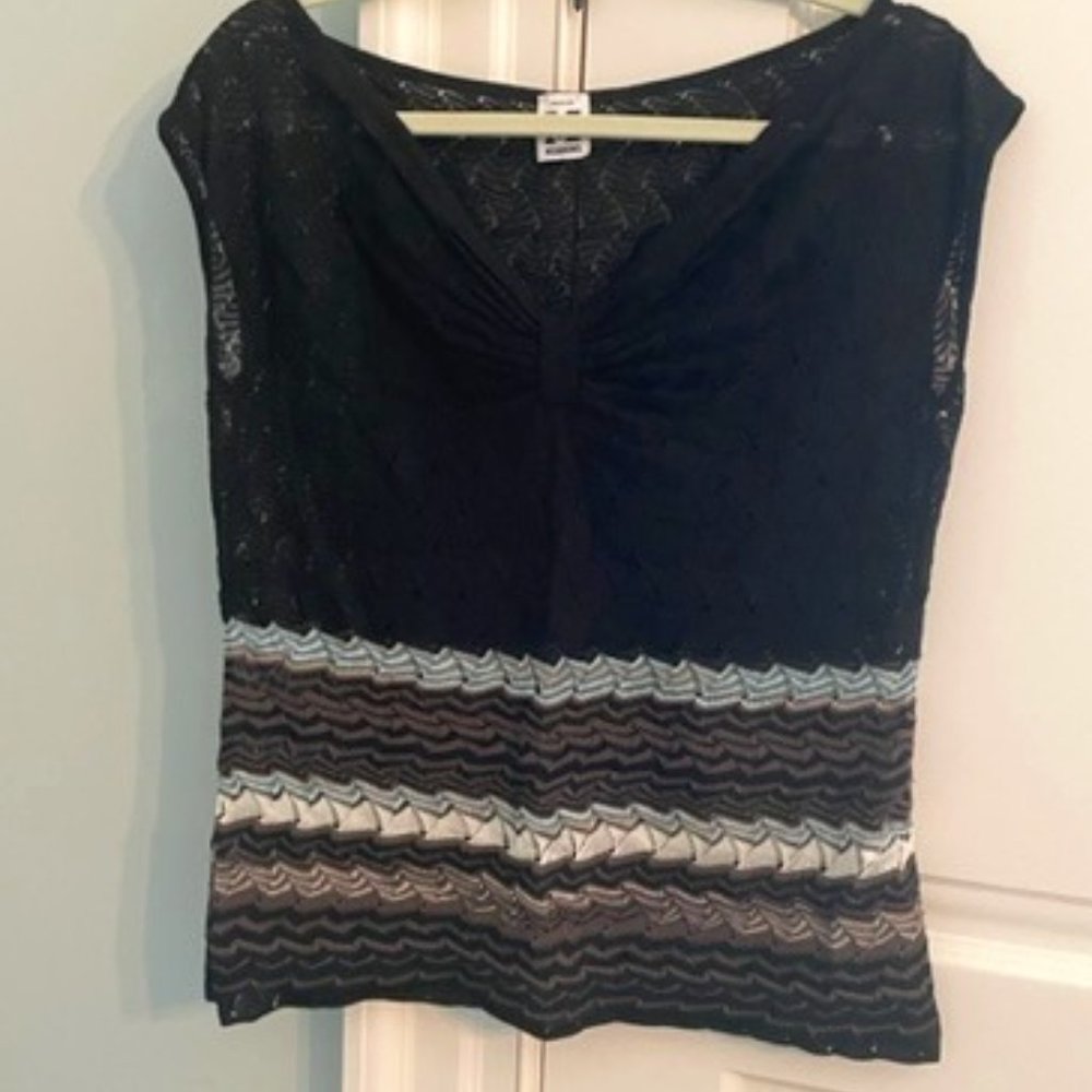 Missoni Size 46  (US 10) Black, Brown and White cap-sleeve top